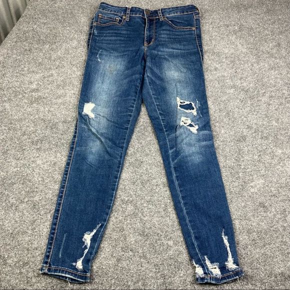 Aeropostal high waisted ankle jegging 4 distressed - Picture 1 of 11